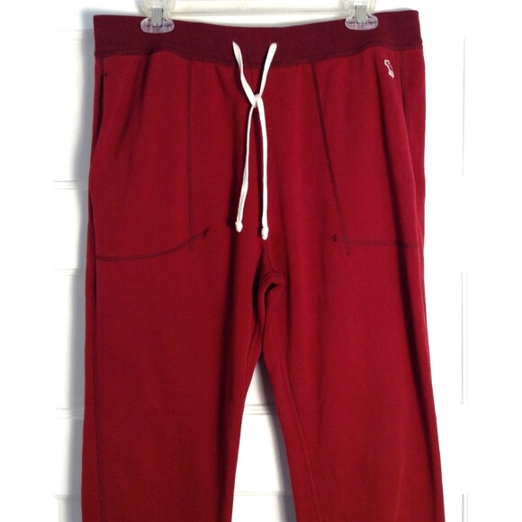 Abercrombie & Fitch Jogger Sweatpants Men L Burgundy Drawstring Warm Cozy Y2K - Picture 2 of 10
